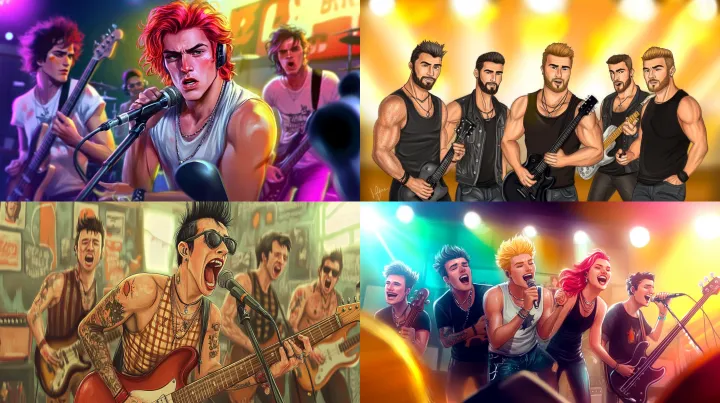 A punk rock band with 6 handsome men in their 20s 