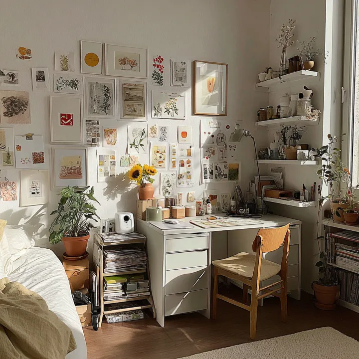 overall room view, modern casual minimal stuffs. -