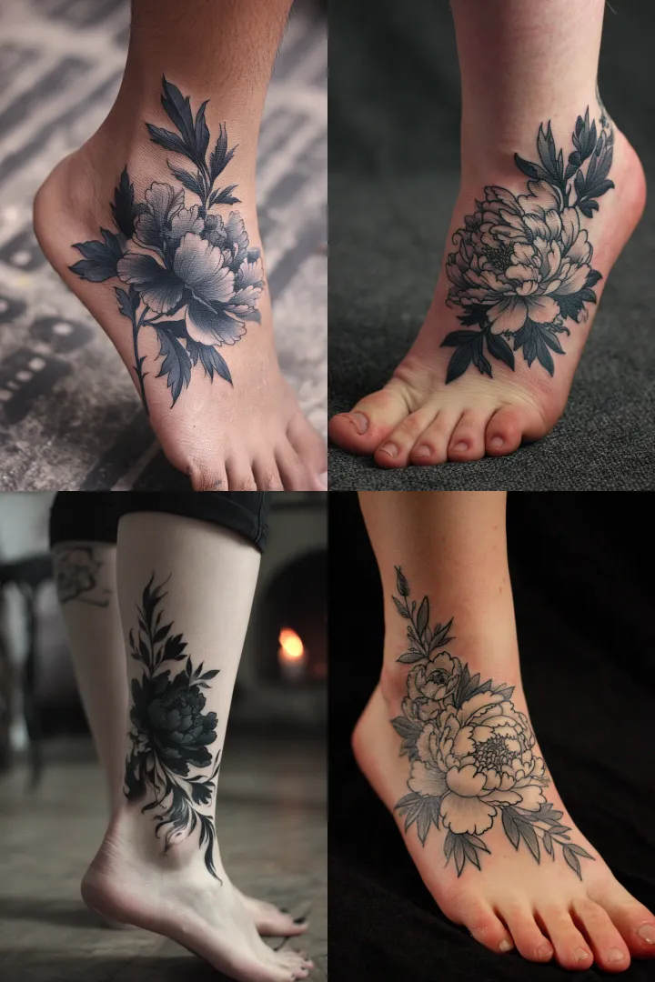 black and grey tattoo design, dynamic cover-up tat