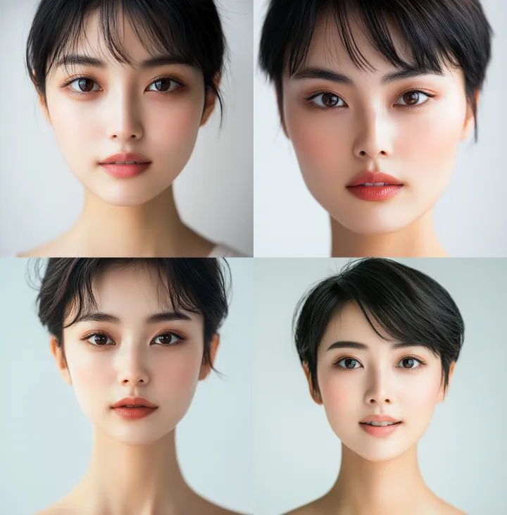 A beautiful Chinese woman with short hair , delica