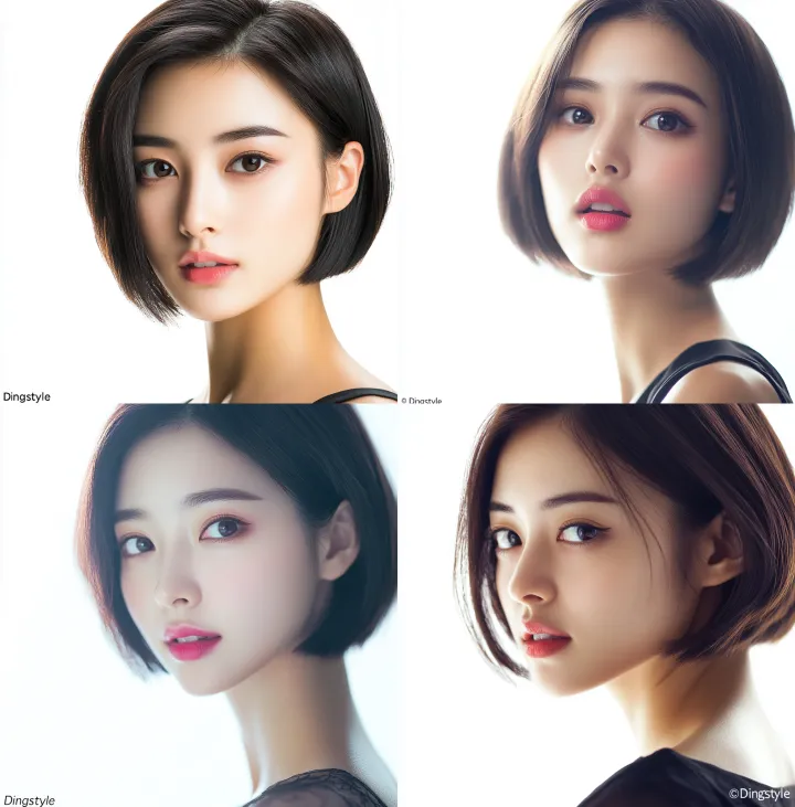 Beautiful Chinese female model , short hair , exqu